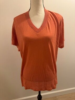 Jessica Simpson V-Neck Short Sleeve Top in Rust